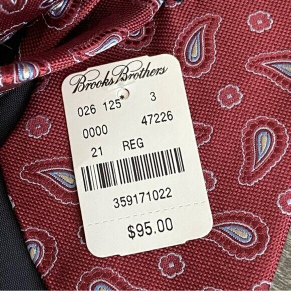 NWT Brooks Brothers Makers & Merchants Neck Tie 100% Italian Silk Paisley 3.5" - Picture 2 of 9